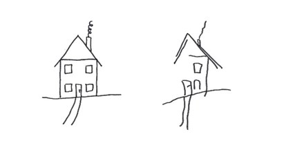 Afbeelding Huisje waarvan de linkerkant is weggevallen